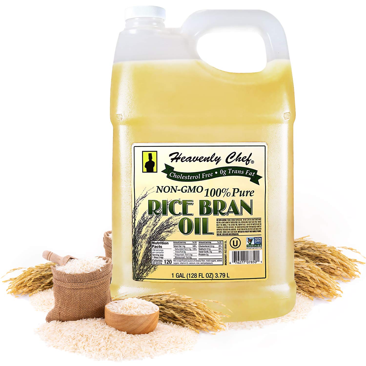 Heavenly Chef Rice Bran Oil 1gal bottle pour, creates smooth dressings