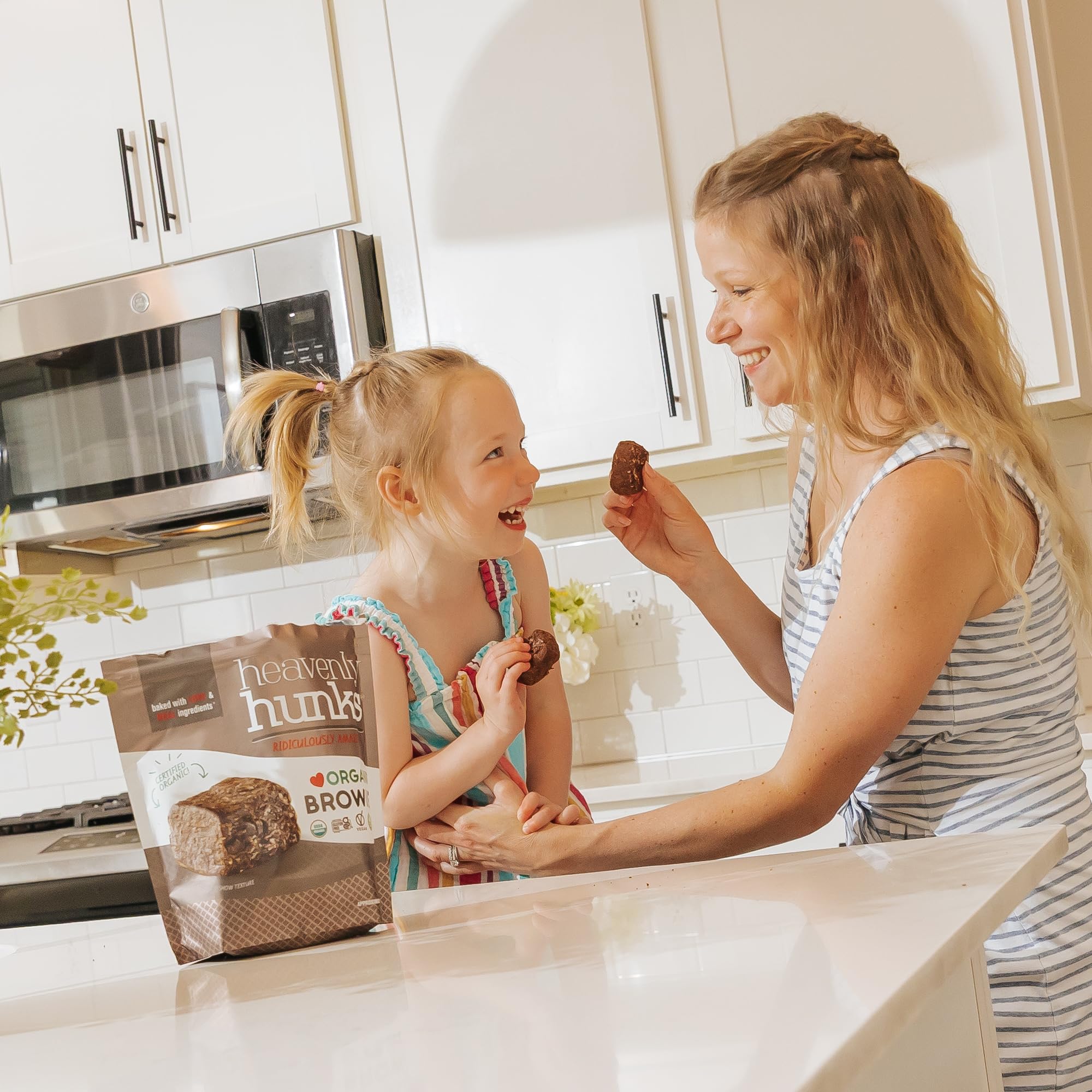 Heavenly Hunks family-friendly snack scene with kids and parents