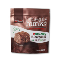 Heavenly Hunks Organic Chocolate Brownie bag front for on-the-go snacking