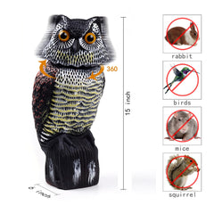 Hedoc owl statue in motion guards patios against pigeons