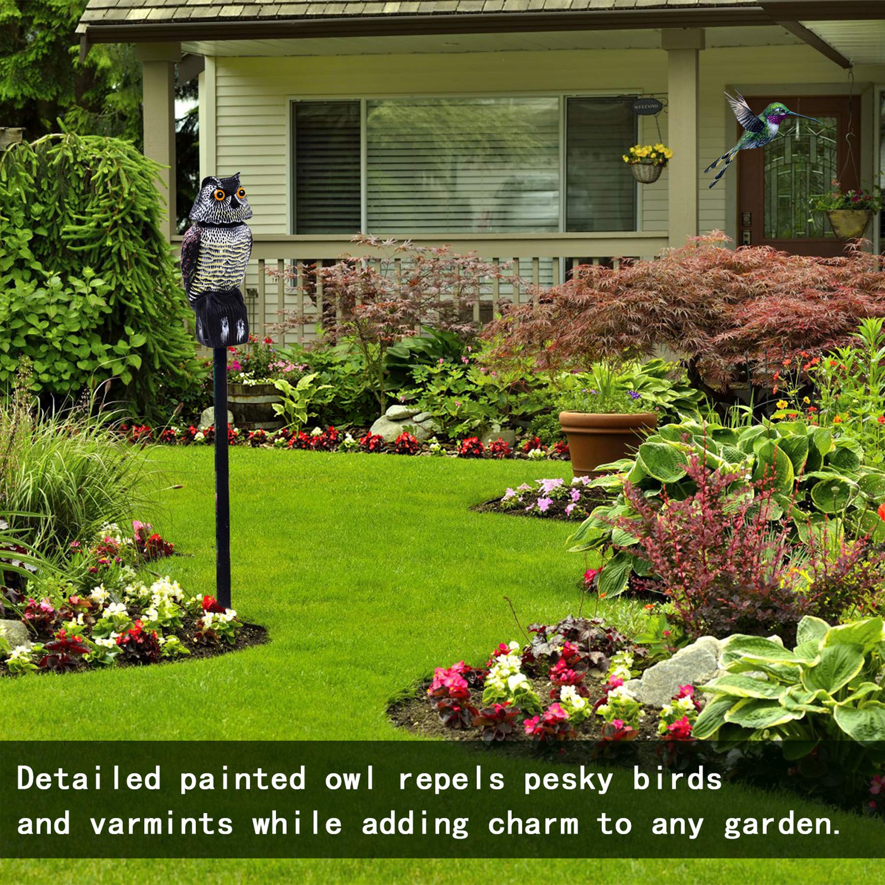 Hedoc plastic owl decor stays vivid in all weather outdoors