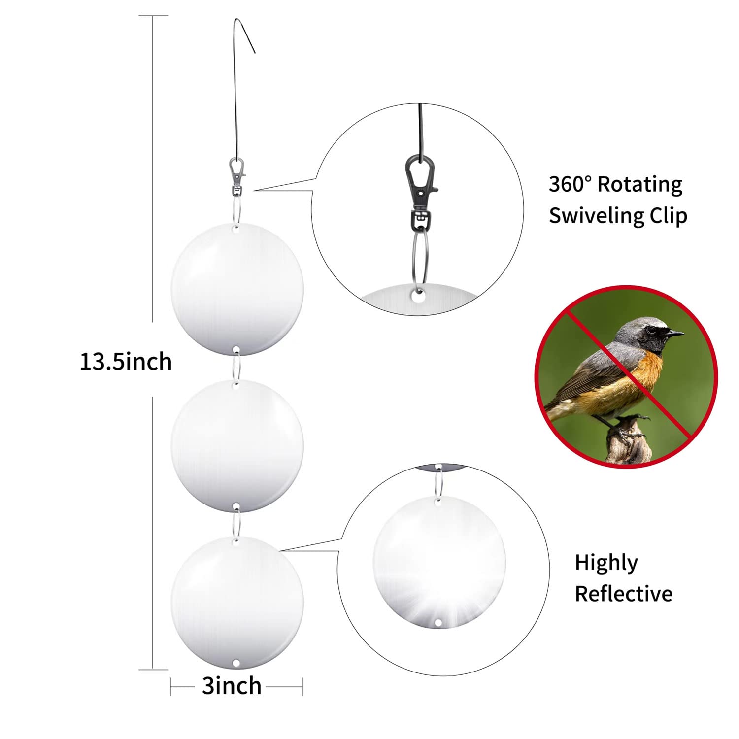 Hedoc Sunlight Reflection Bird Deterrent shows wind-driven motion to scare birds.