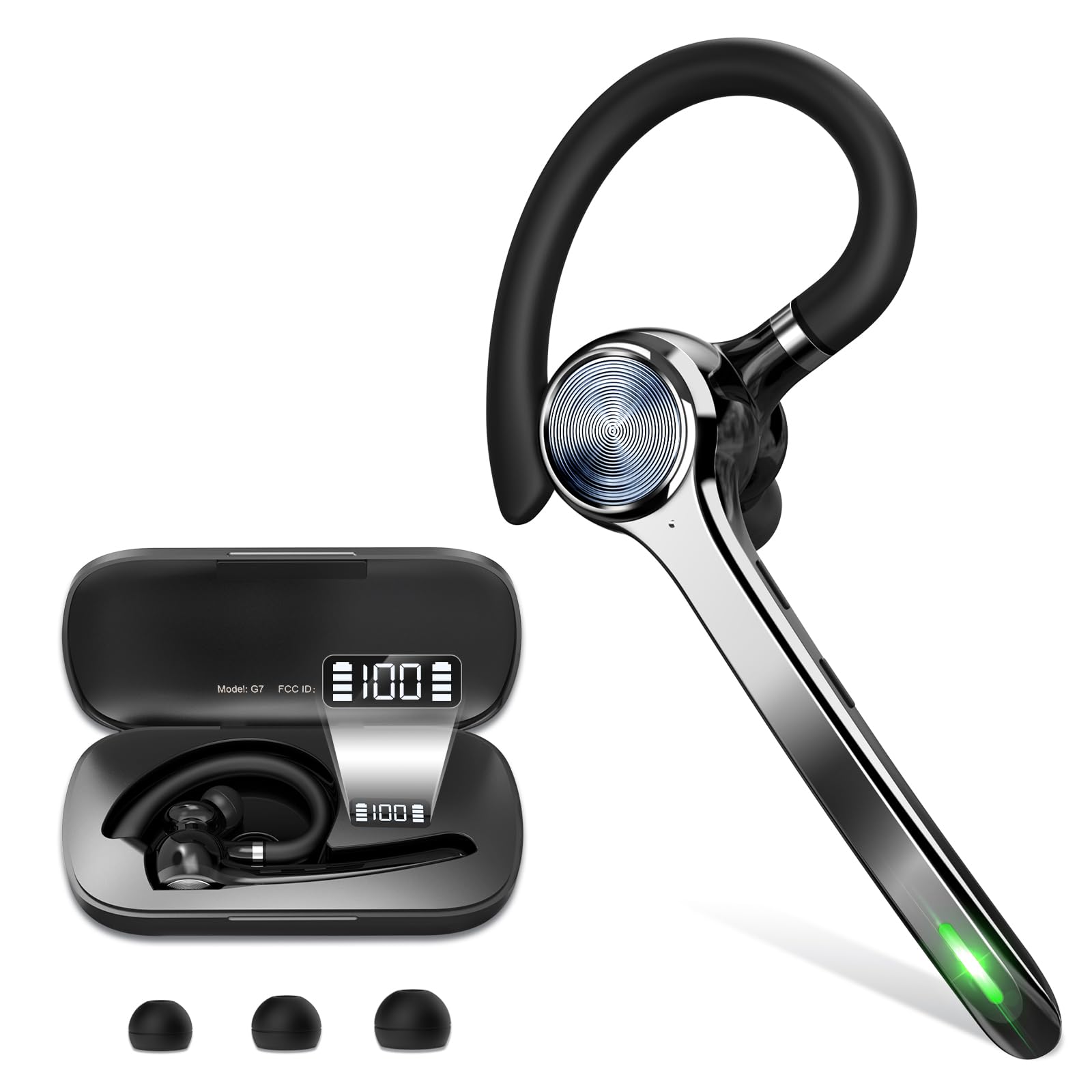 HEIBAS Bluetooth headset on ear for hands-free calls with clear audio.
