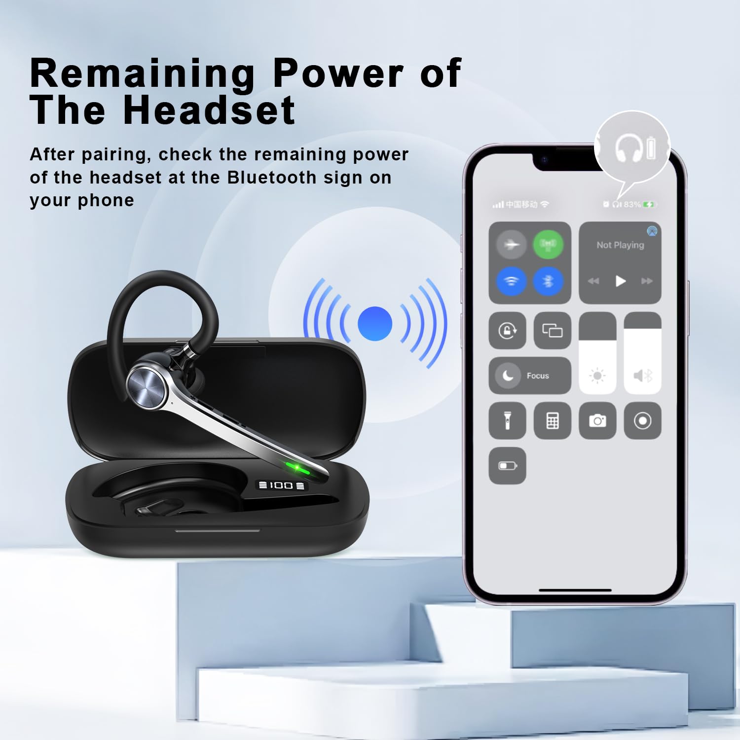 HEIBAS headset digital display highlights remaining power at a glance.