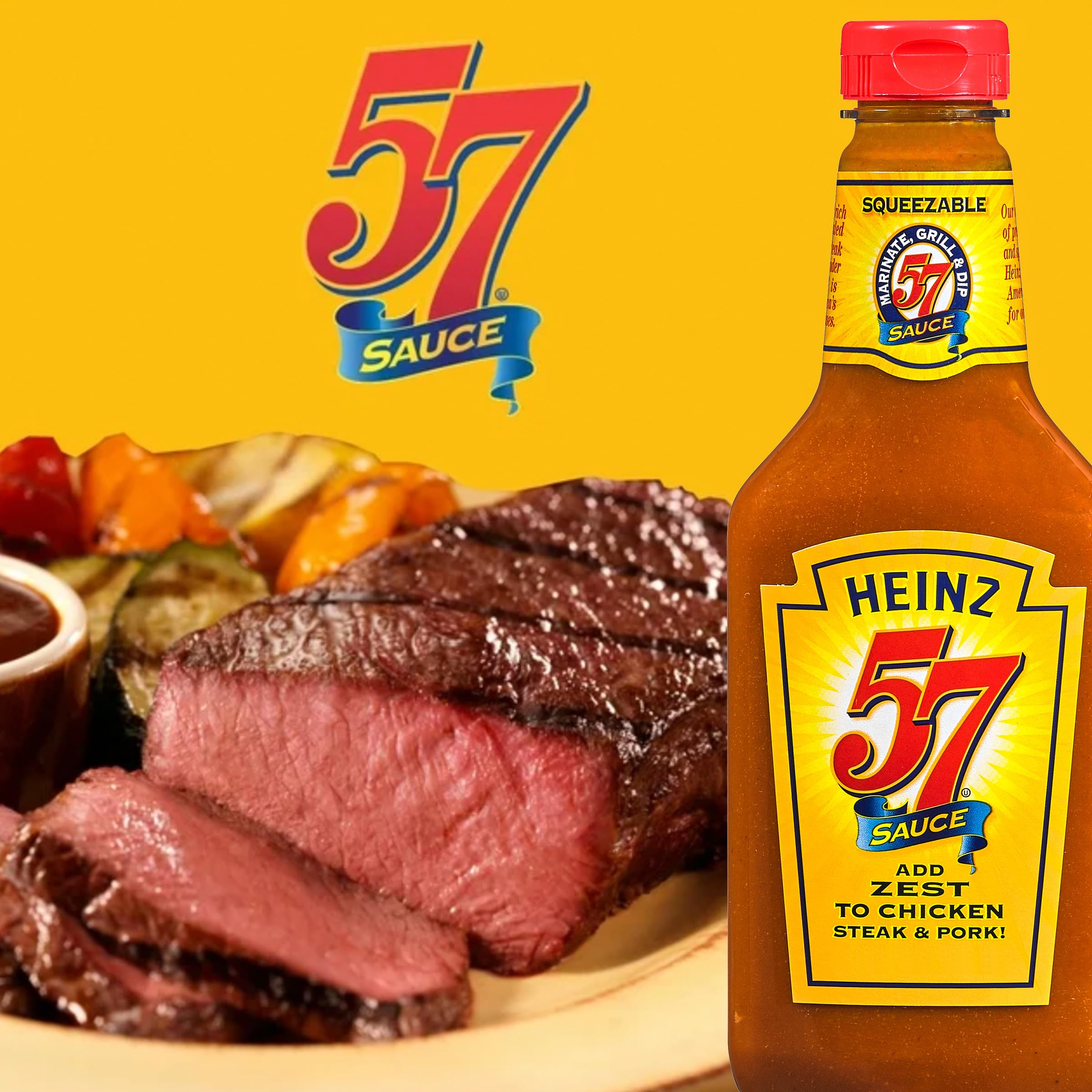 Heinz 57 Original Sauce adding flavor to a pork roast