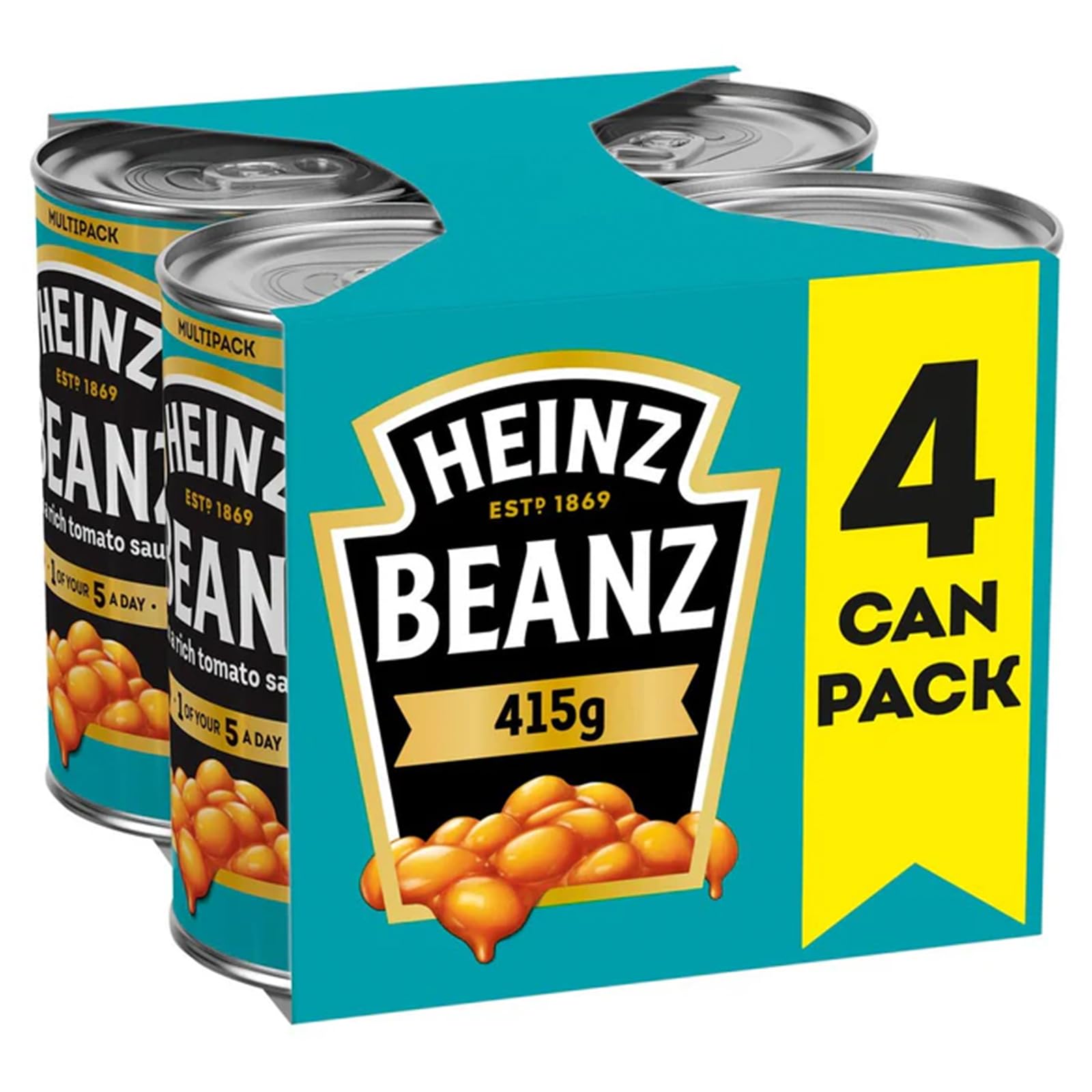 HEINZ Baked Beans 415g 4 Pack can front label for quick weeknight meals