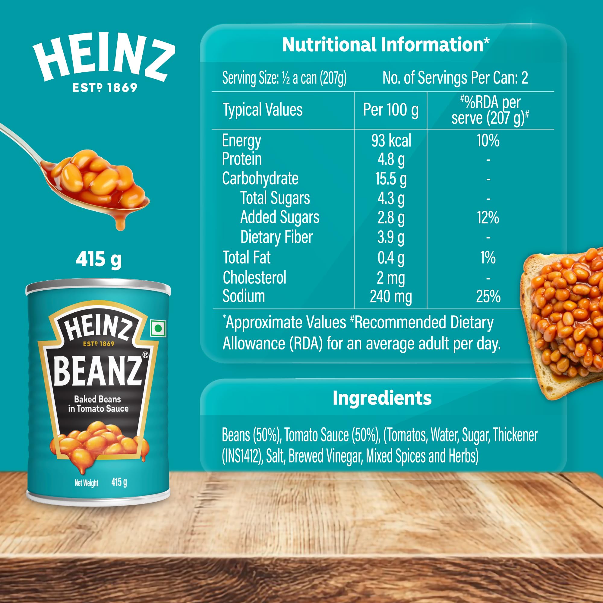 Close-up of Heinz Beanz in rich tomato sauce for comforting flavor.