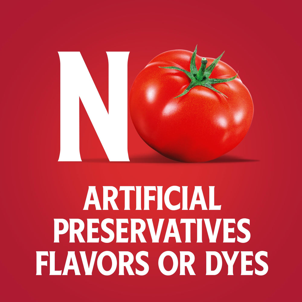 Close-up of organic tomato label on HEINZ ketchup