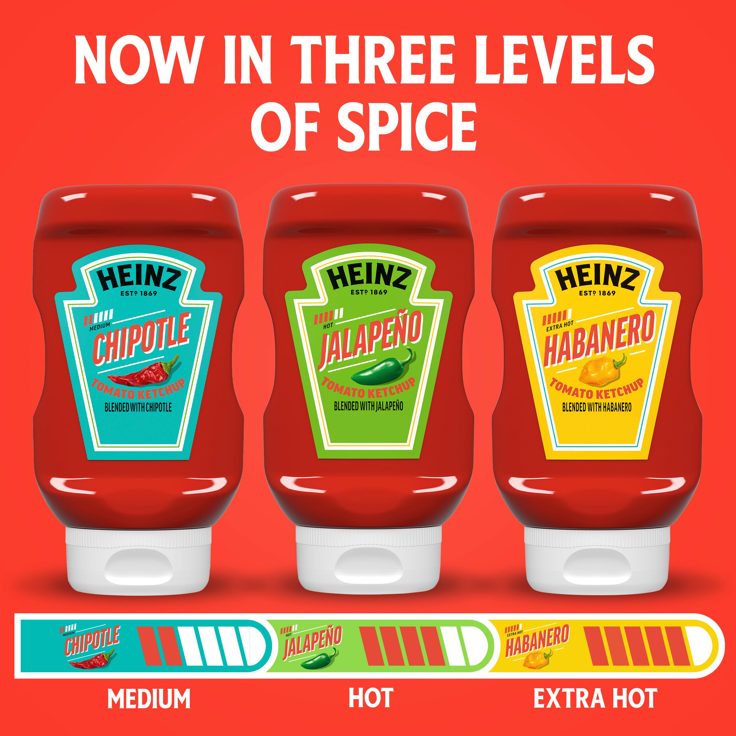 Chipotle flavor lineup from Heinz Ketchup for smoky meals.