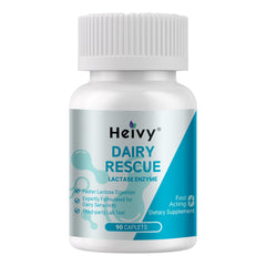 Heivy Pure Lactase 9000 bottle ready for fast dairy relief with meals.