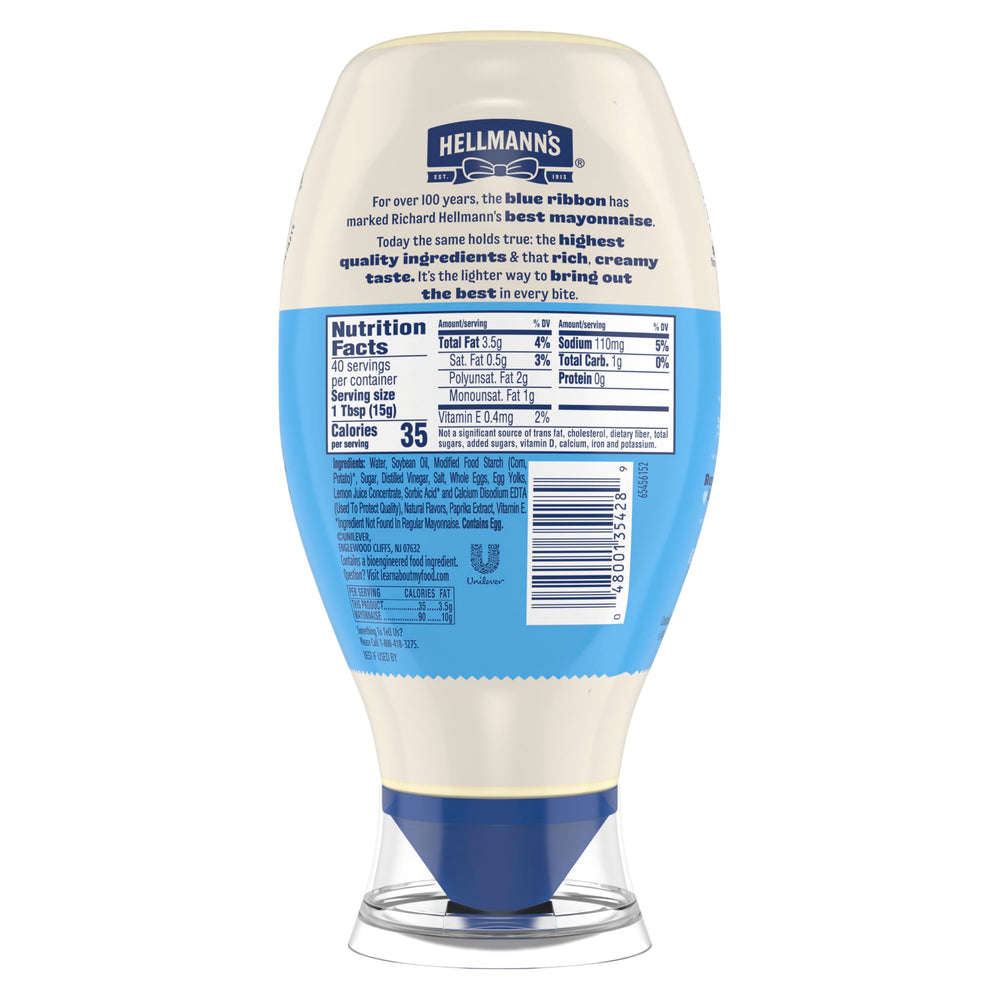 Hellmann's Light Mayo on sandwich with creamy texture.