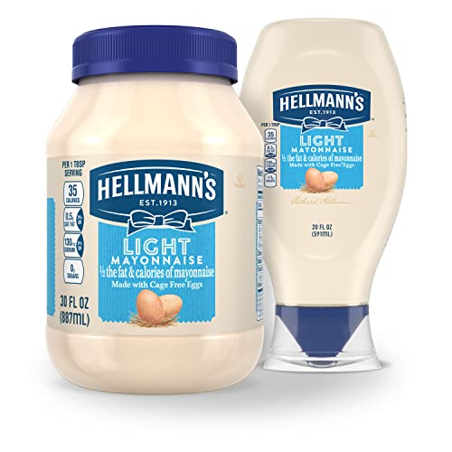 30 oz container of Hellmann's Light Mayonnaise ready for family use