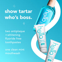 Hello Antiplaque toothpaste tube targets surface stains for brighter smile