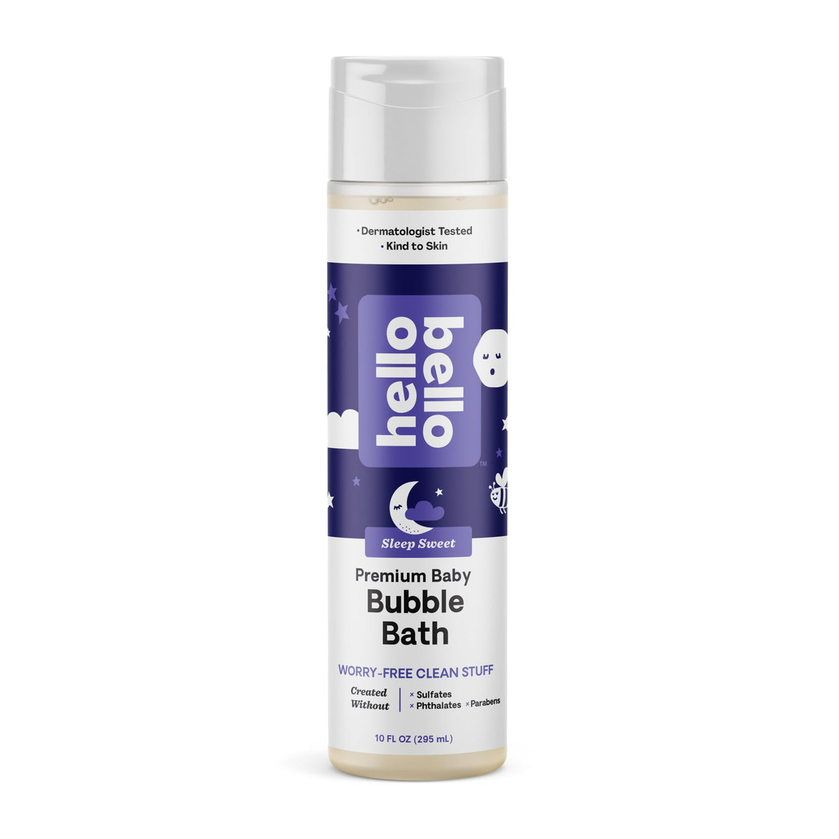 Hello Bello Nighttime Bubble Bath bottle front promotes a gentle bedtime routine for babies