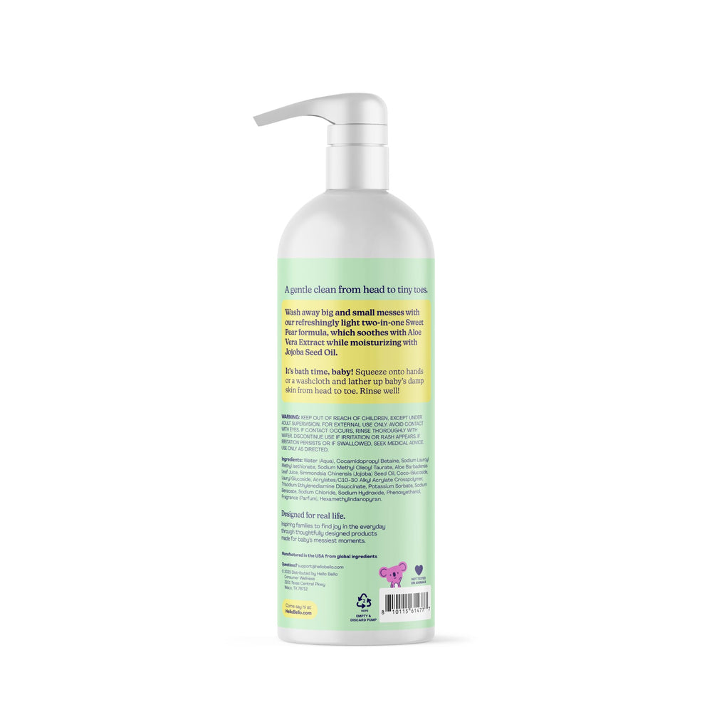 Hello Bello Sweet Pear lather applied during bath time for a soothing experience