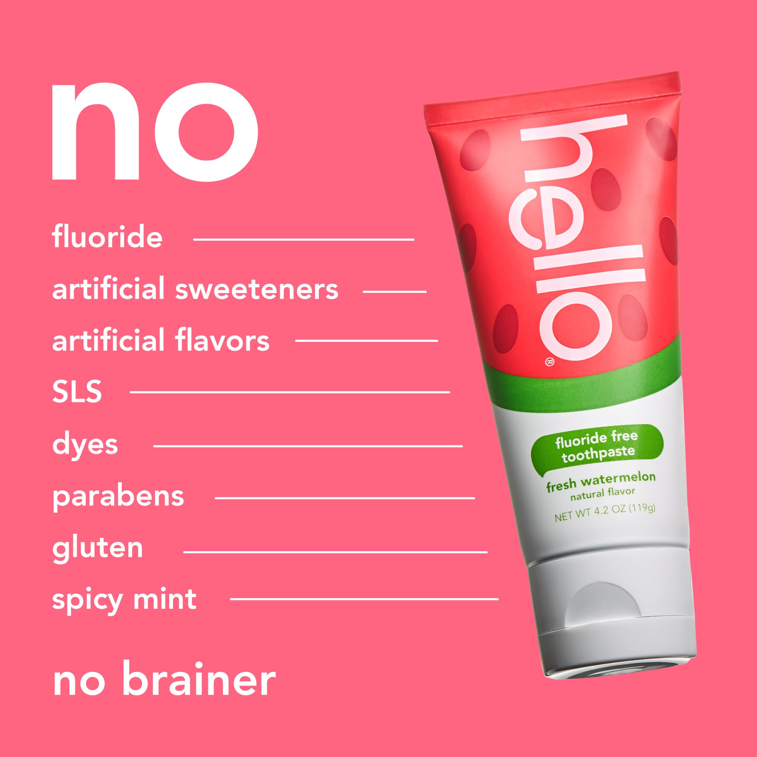 Hello Fresh Watermelon toothpaste shown for polishing and brightening kids' smiles.
