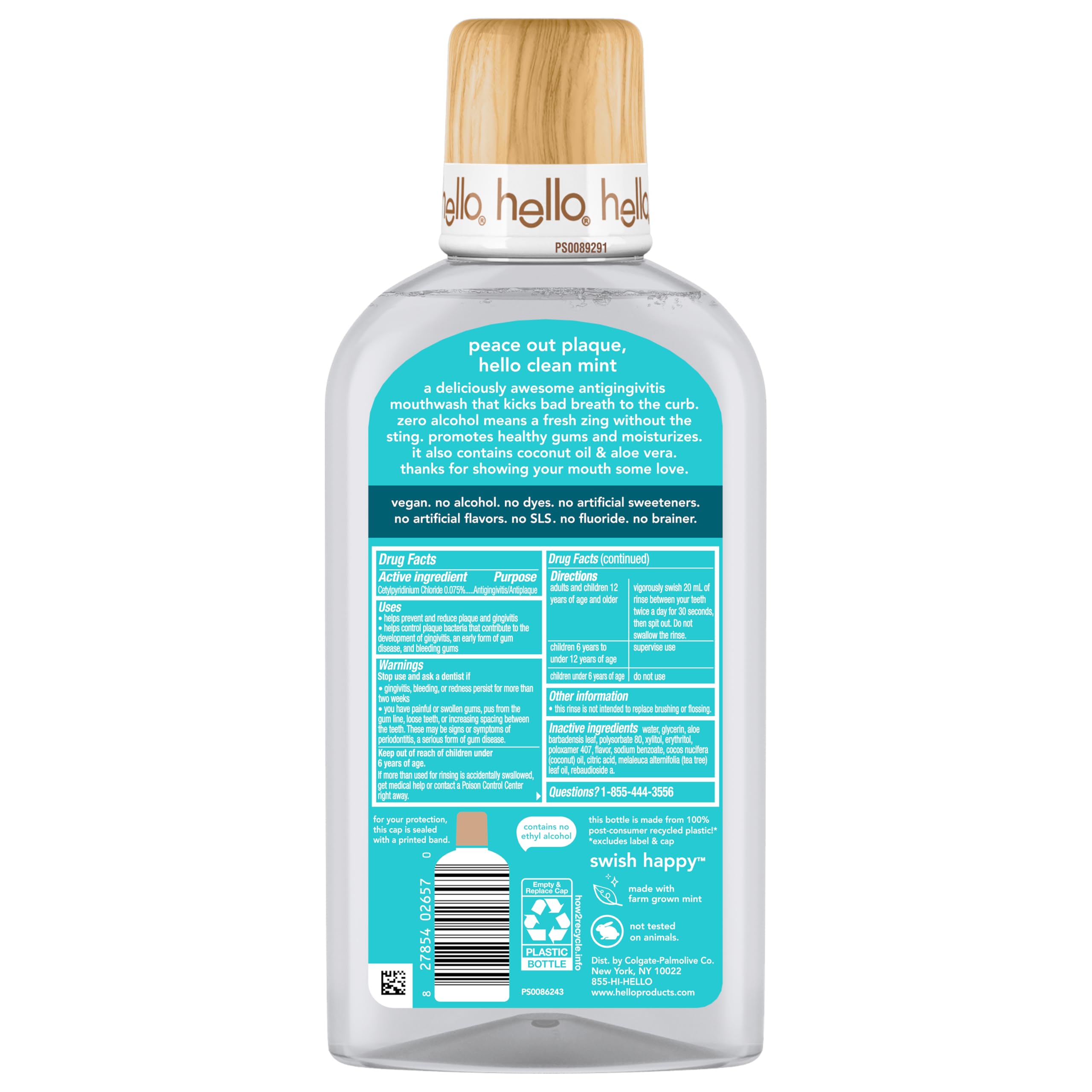 Hello Clean Mint crystal clear bottle emphasizes modern, fluoride-free packaging.
