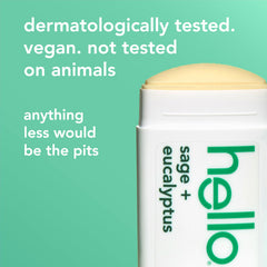 Hello deodorant shea butter application; smooth glide and skin-friendly formula.