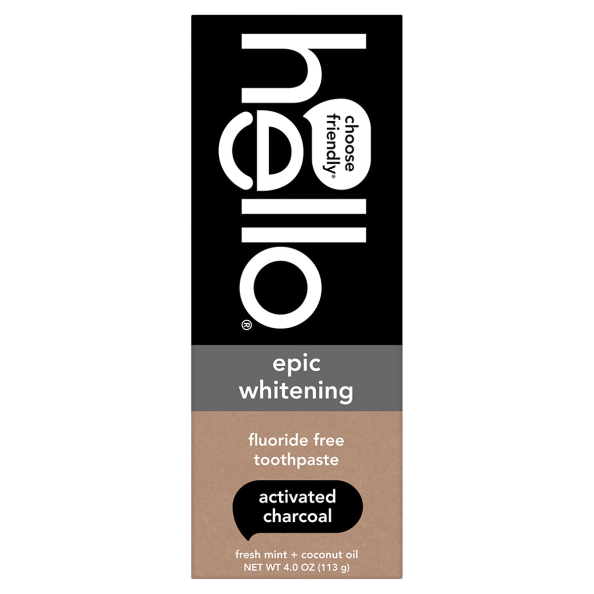 hello Epic Whitening Charcoal Paste Tube — easy daily brushing and whitening potential