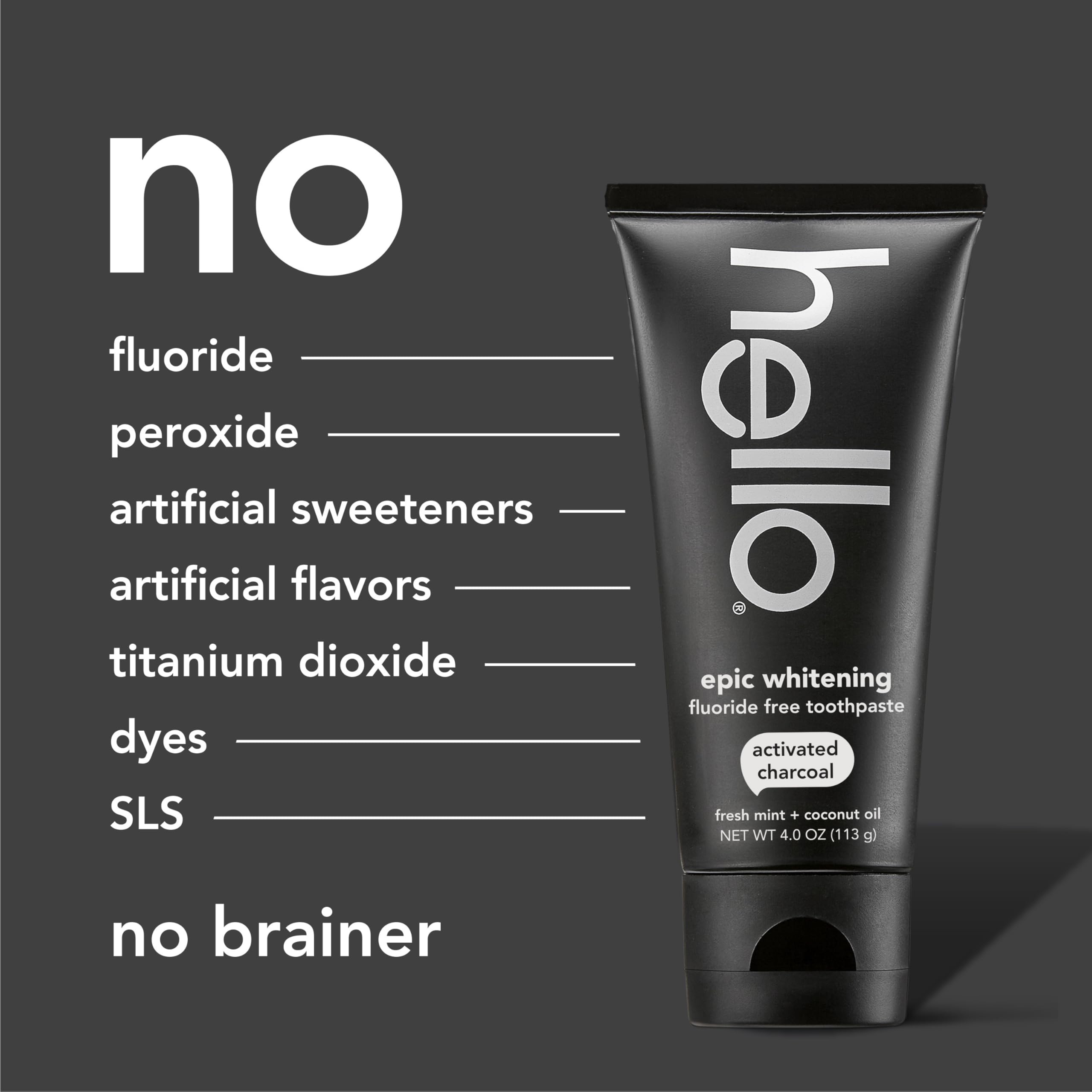 Hello Epic Whitening toothpaste on counter with vegan and cruelty-free labeling