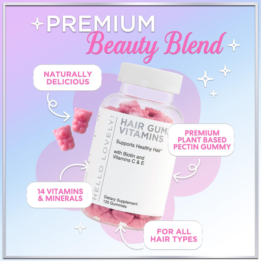 Hello Lovely bottle with blurred background conveys on-the-go beauty support.
