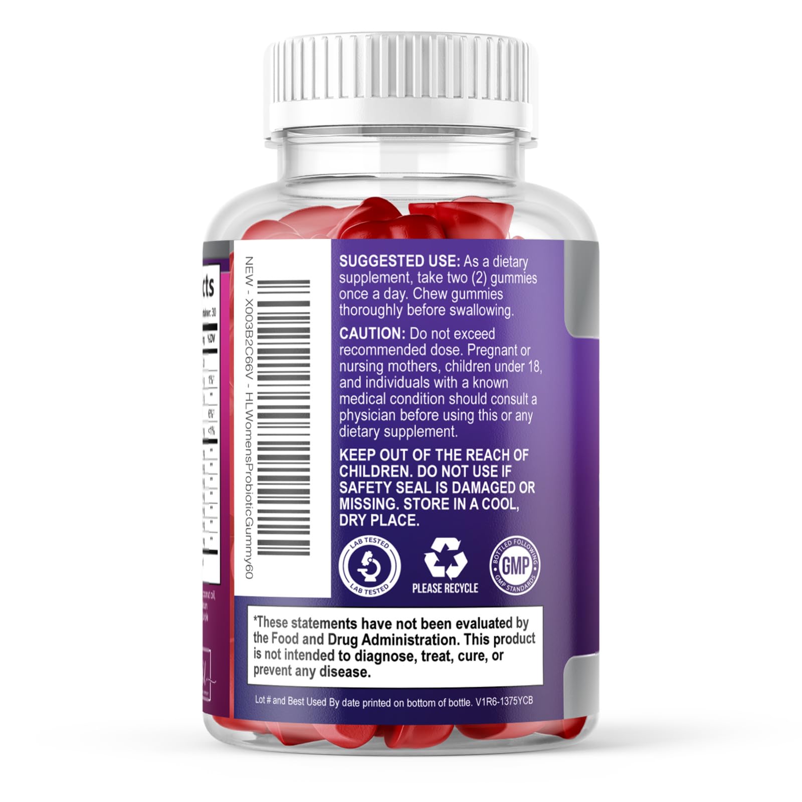 Cranberry-infused probiotic display highlights potential feminine health benefits.