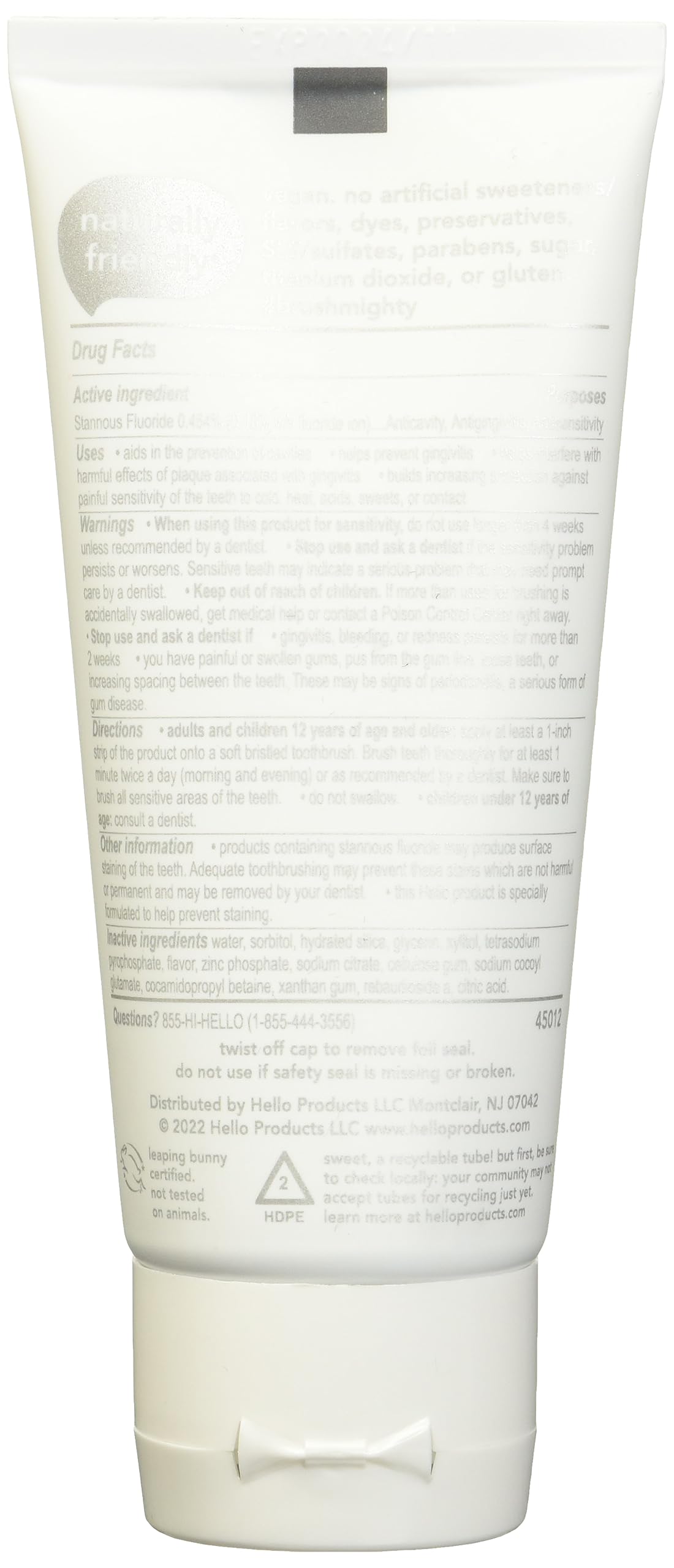Enamel-boost graphic beside Hello Mighty Multitasker toothpaste tube