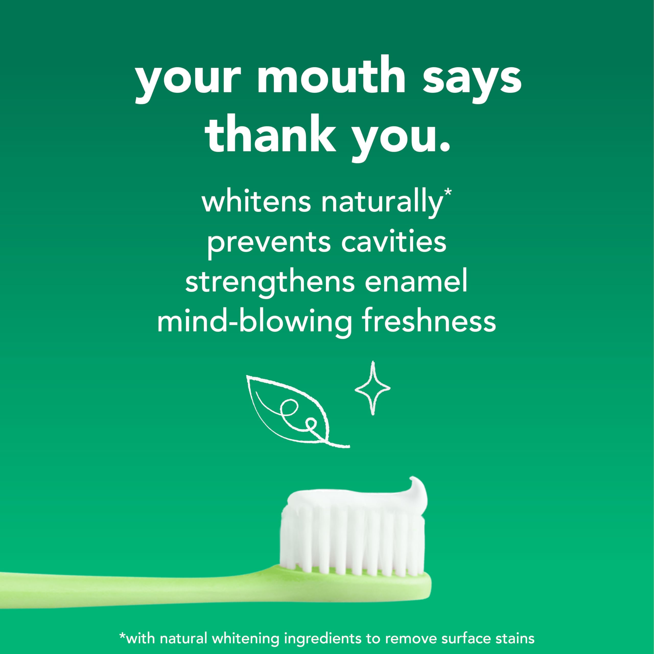 Hello Naturally Whitening label close-up communicates vegan formula.