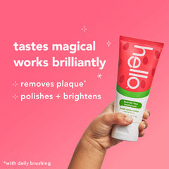 Hello Fresh Watermelon toothpaste ingredient label noting gluten-free and absence of artificial additives.