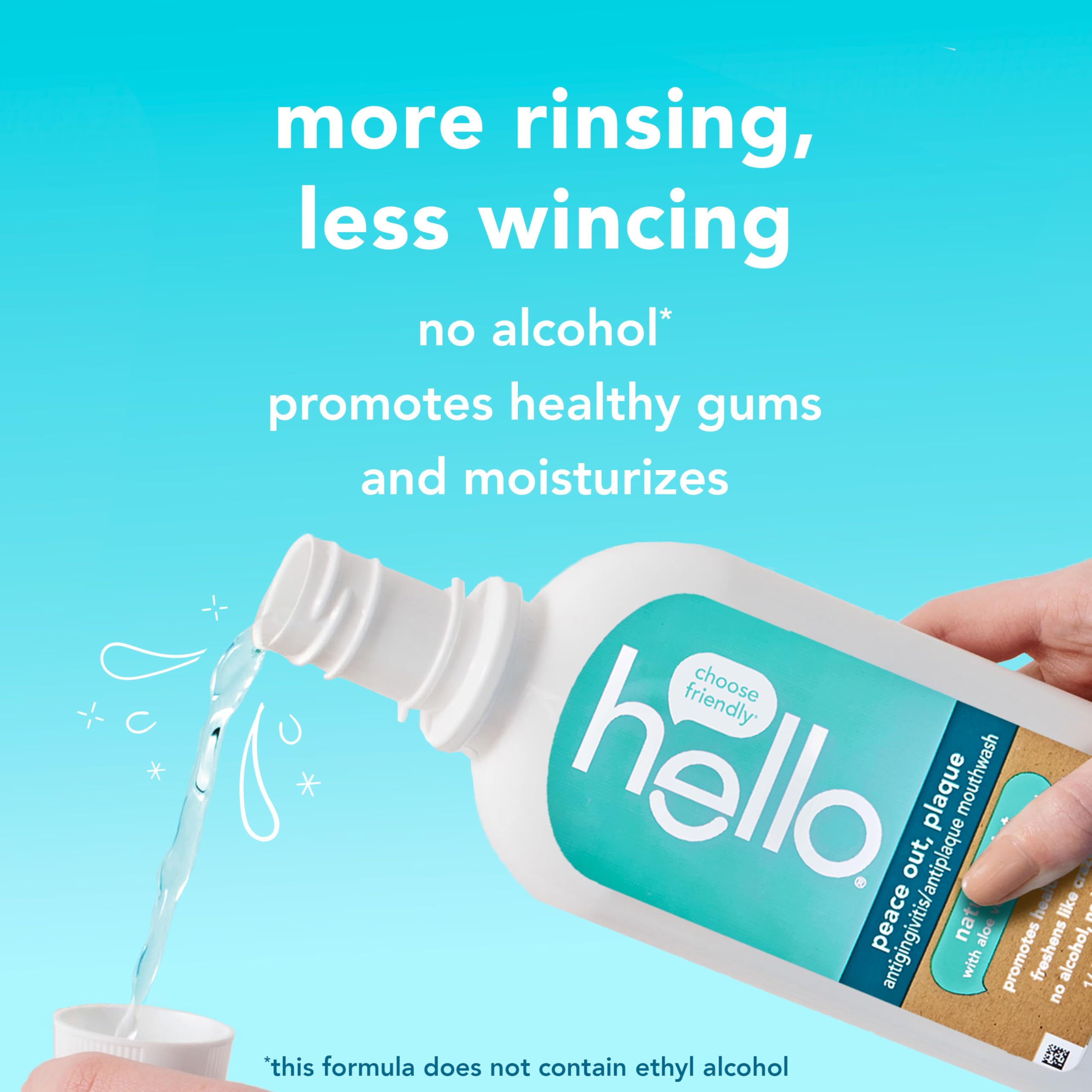 Boxed Hello care pack showing two toothpaste tubes and mouthwash.