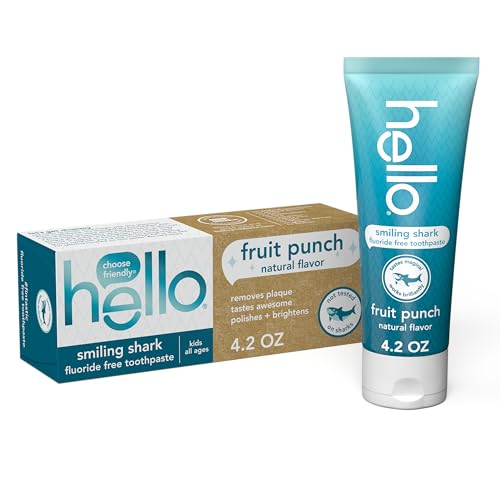 Hello Smiling Shark tube beside toothbrush supports daily brushing routine.