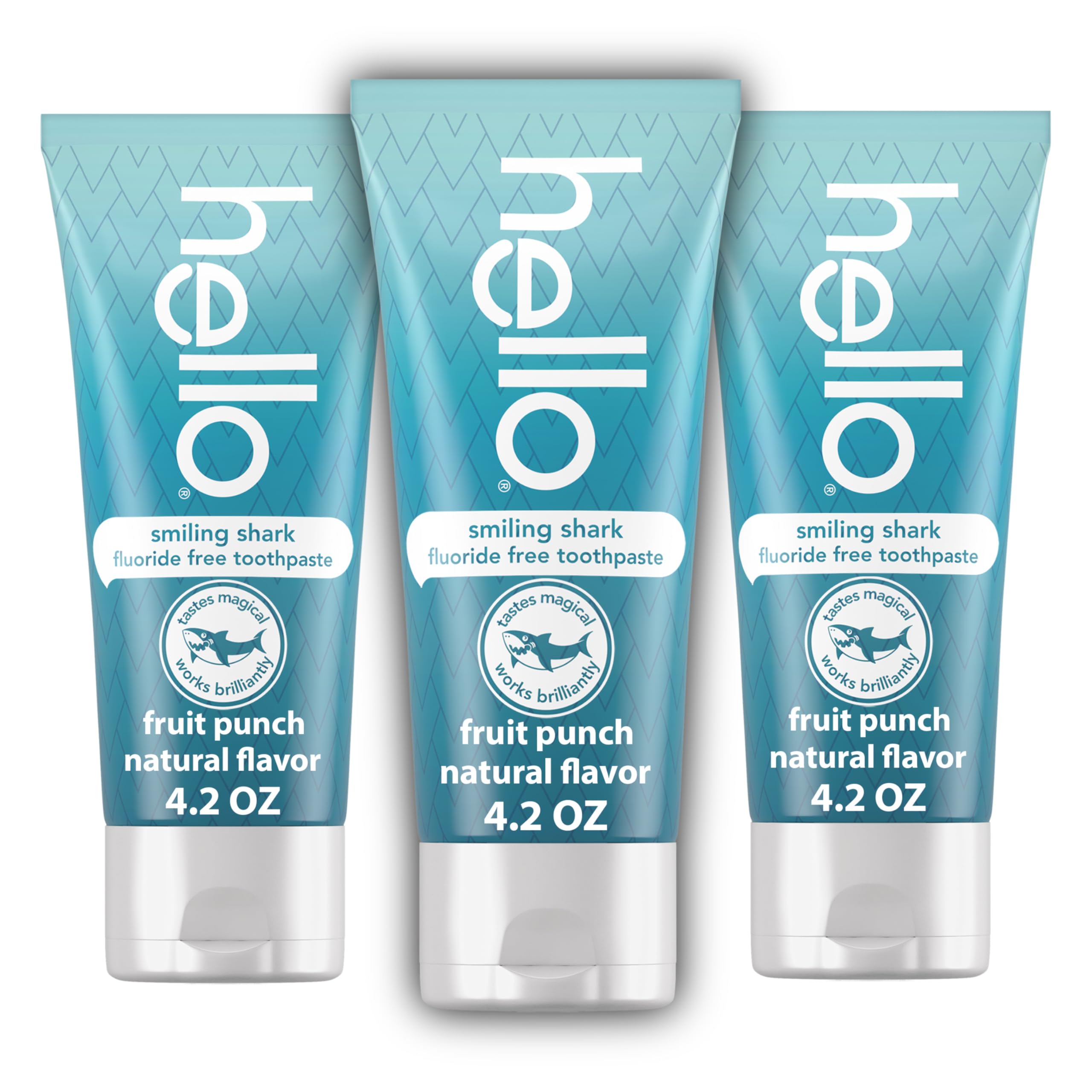 Hello Smiling Shark toothpaste in fruit punch flavor supports kid-friendly brushing.