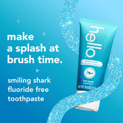 Hello Smiling Shark fluoride-free toothpaste ready for daily kid brushing.