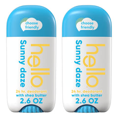 Hello Sunny Daze deodorant stick front view showing aluminum-free daily freshness