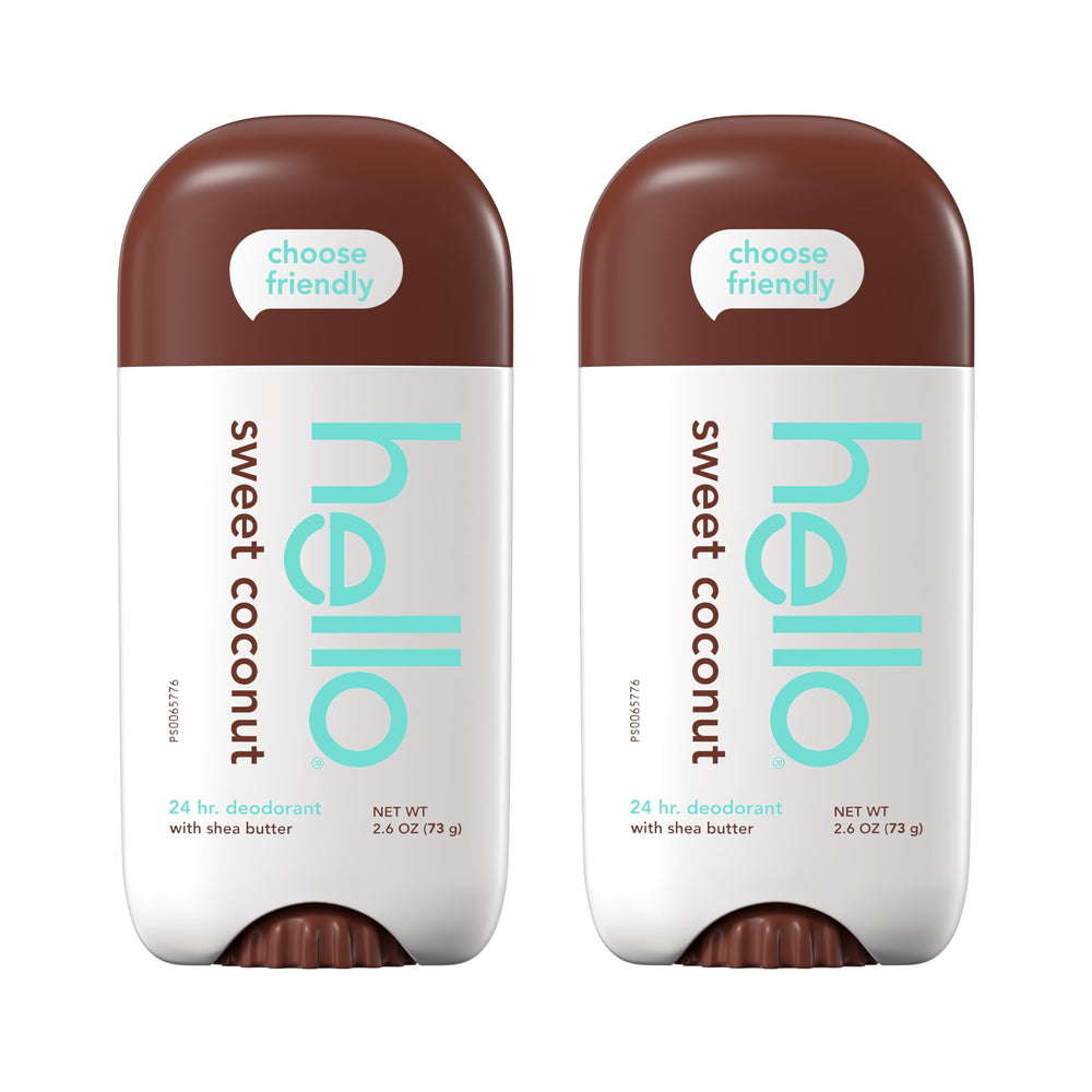 Swatch of Hello Sweet Coconut deodorant on skin showing a stain-free wear.