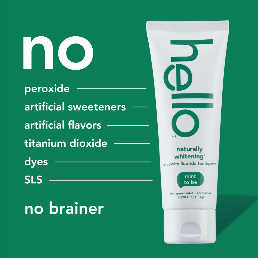 Hello toothpaste on bathroom shelf with three tubes for daily use.