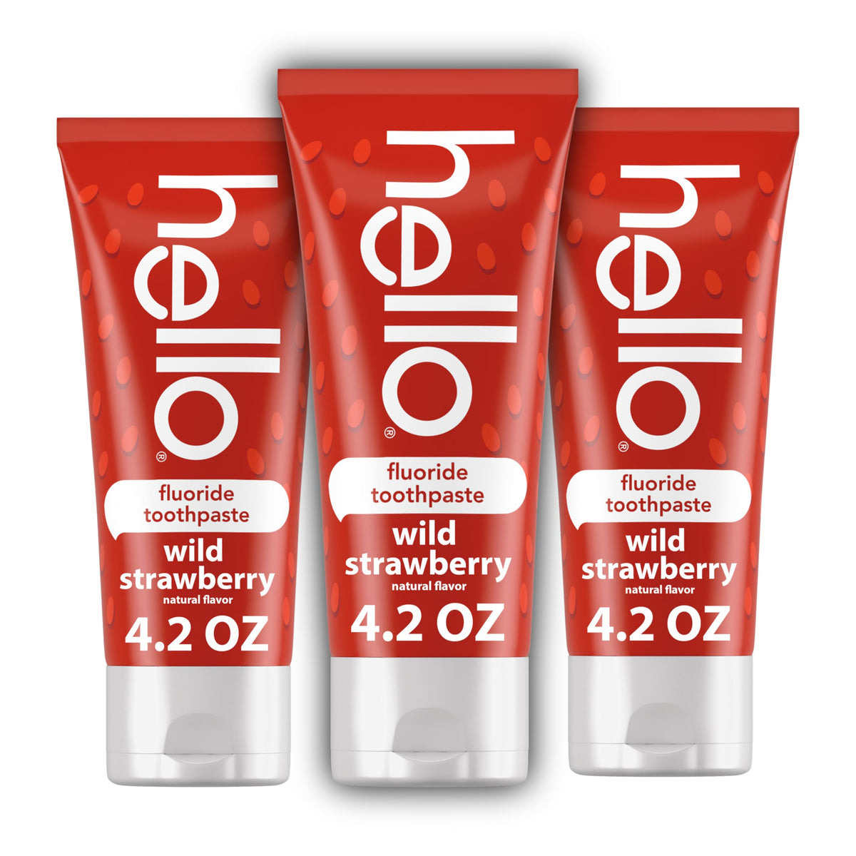 Hello Wild Strawberry Kids Toothpaste 3-pack tubes for family brushing.