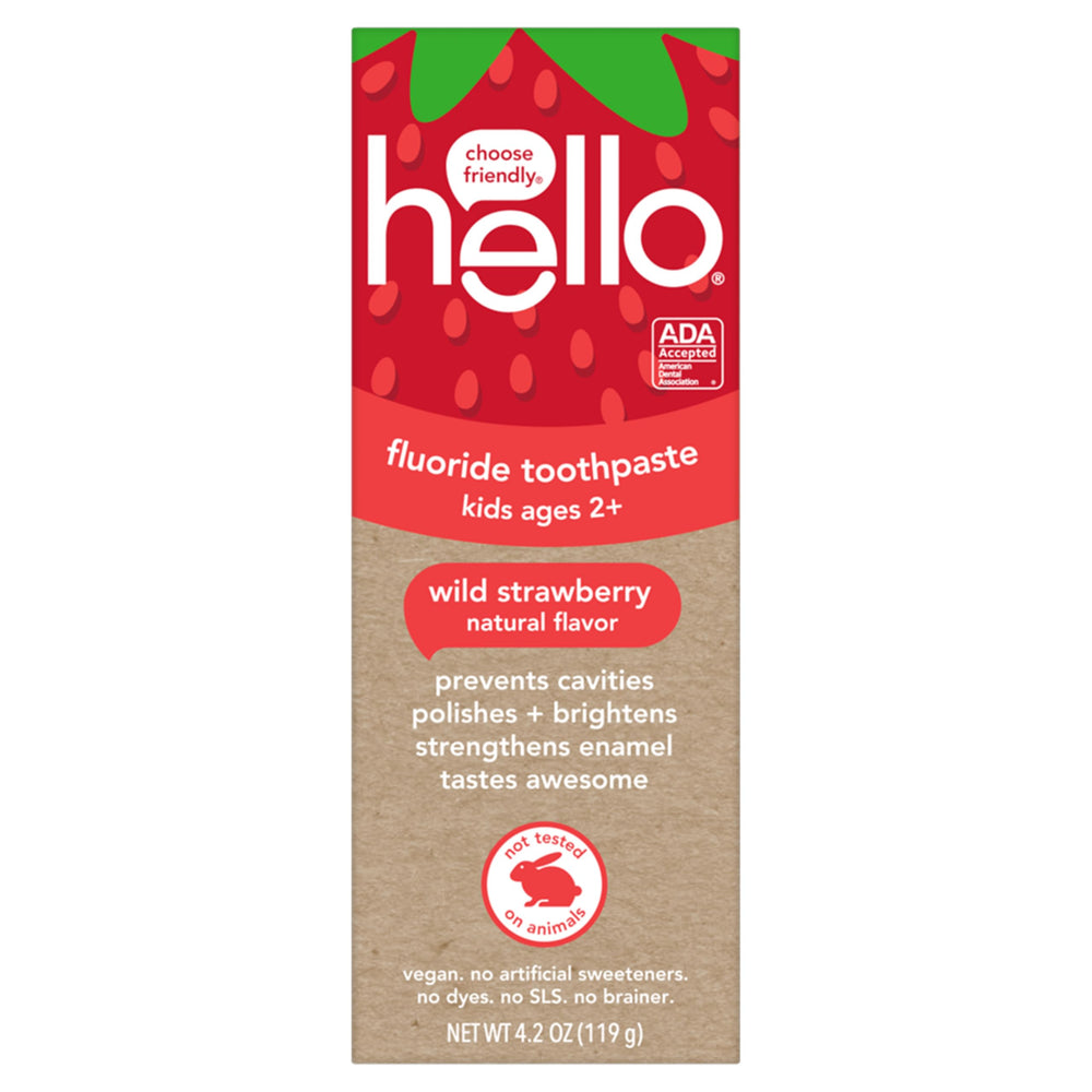 Hello Wild Strawberry kids brushing scene with smiling faces.
