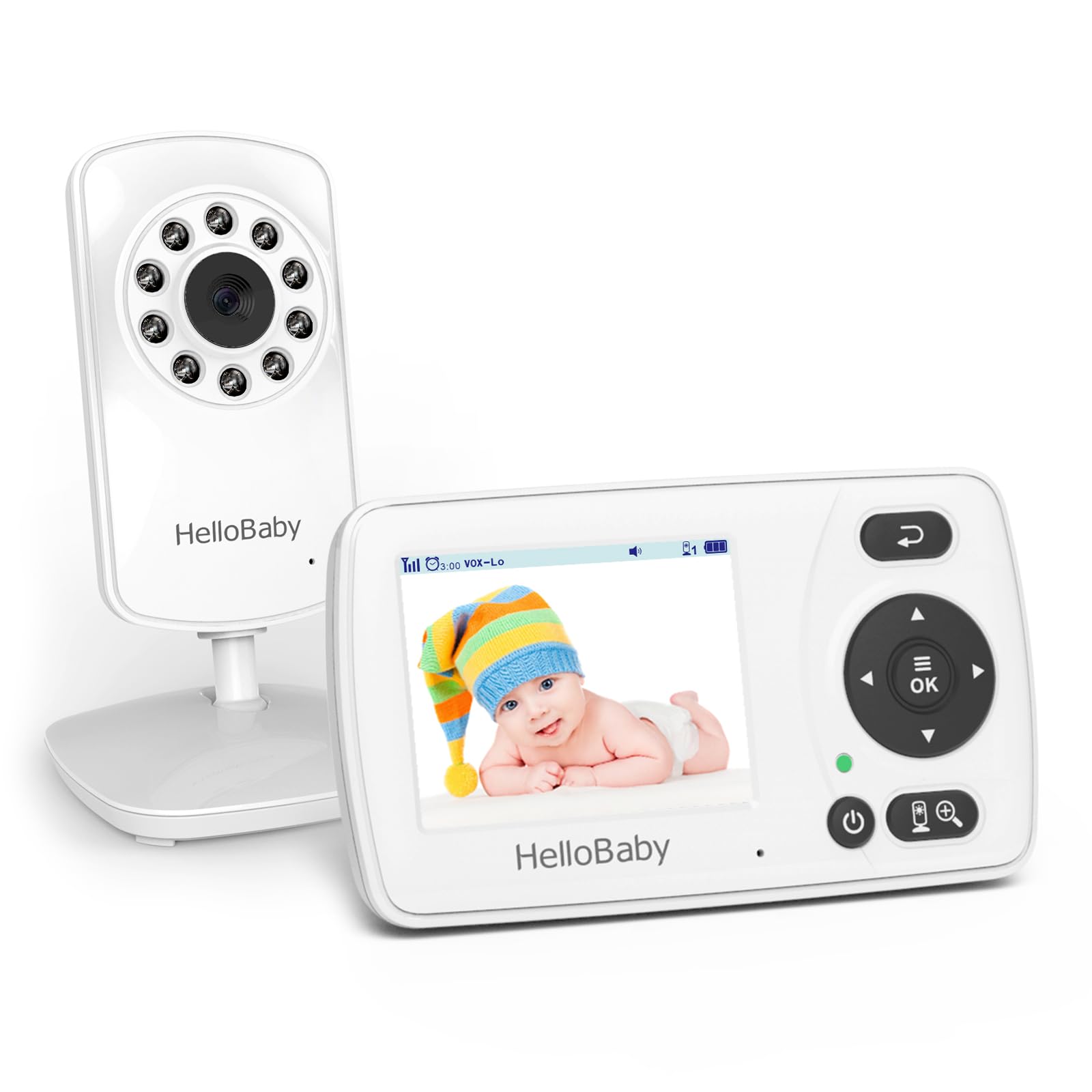 HelloBaby HB30 front view monitor for private, wifi-free video monitoring
