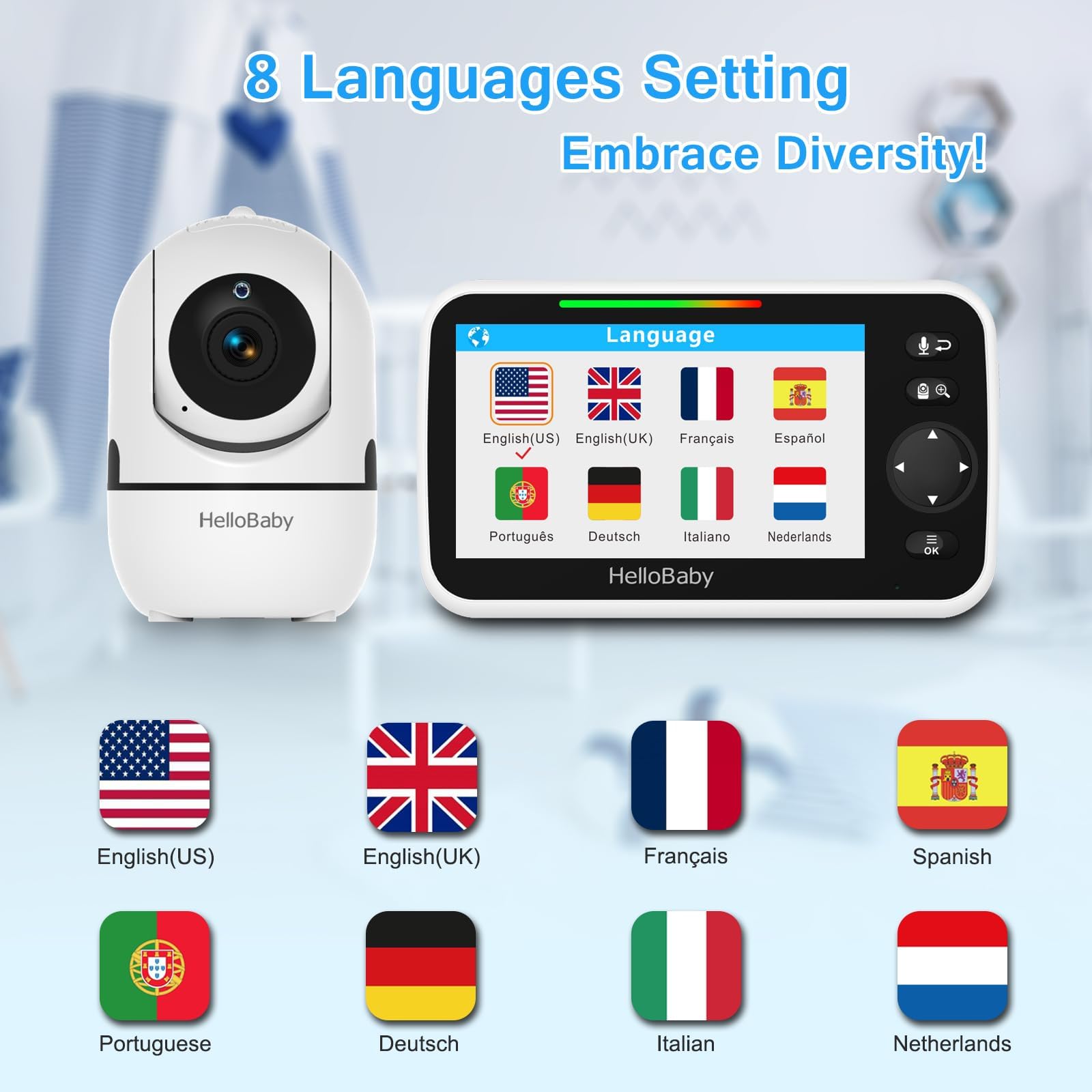 HelloBaby HB6550 expandable to four cameras for multi-room view