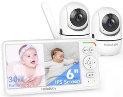 HelloBaby HB6560-2 6-inch split-screen view of two rooms for twins