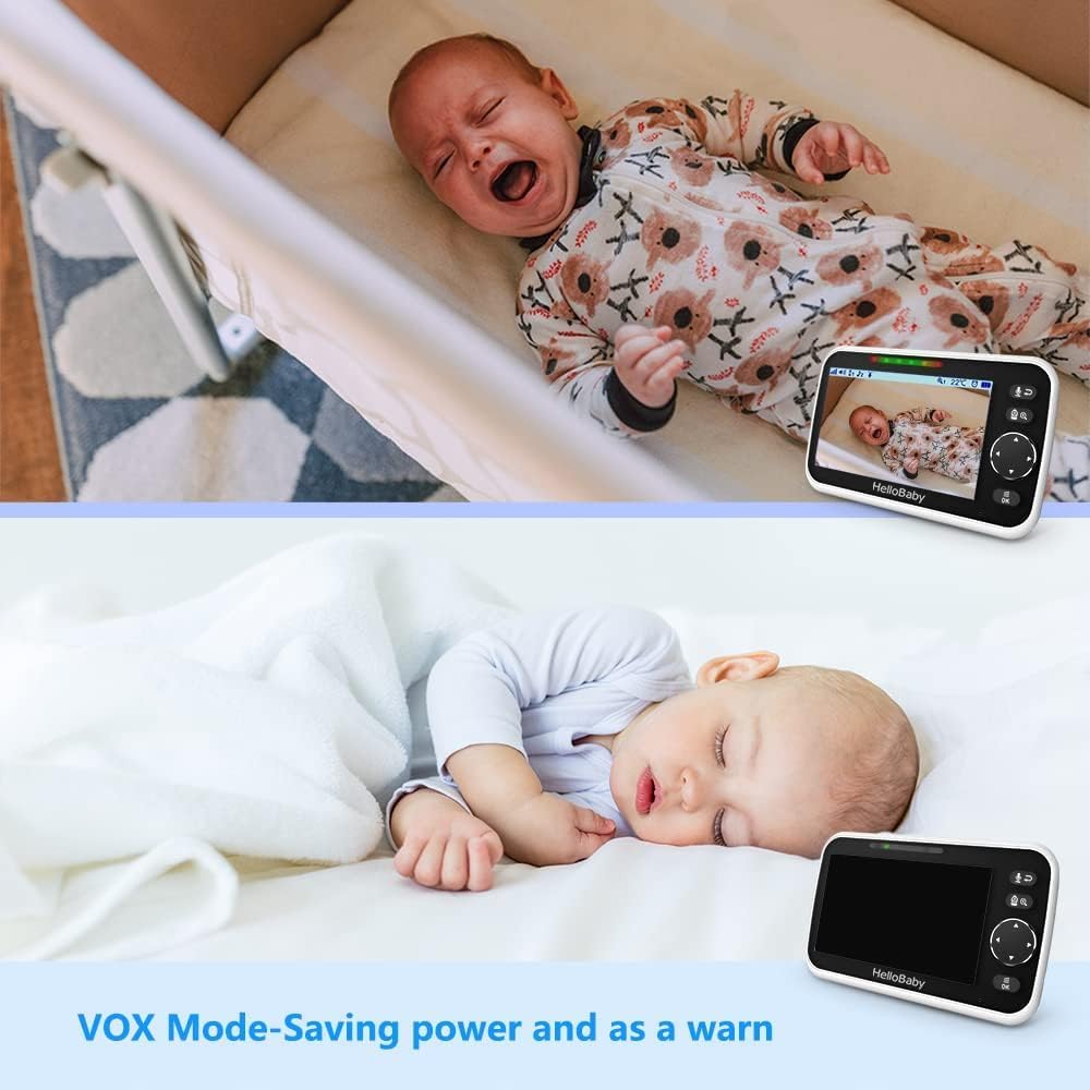 HelloBaby Upgrade 2-way talk and lullabies support comforting, interactive monitoring