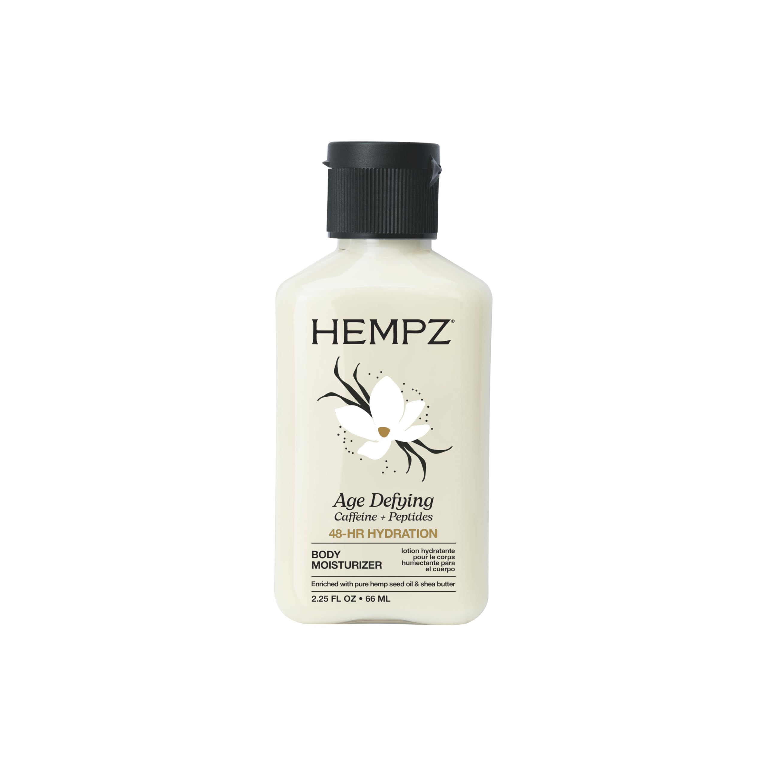 HEMPZ Age Defying Body Lotion close-up showing creamy hydration for daily use.