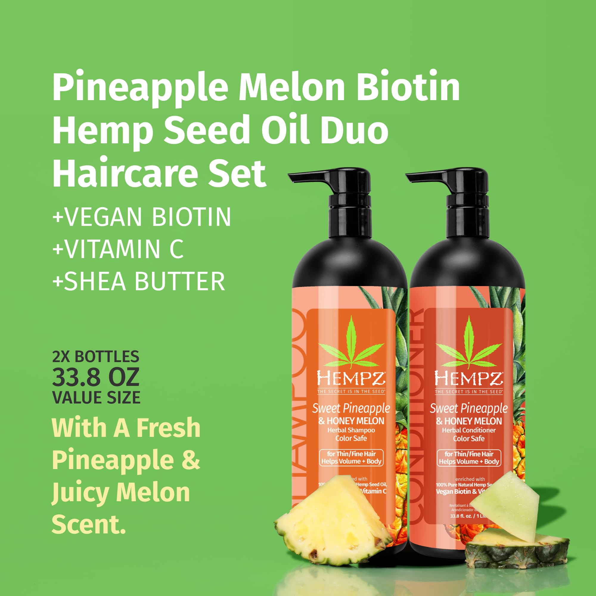 Hempz conditioner bottle with Sweet Pineapple Honey Melon scent for smoothing moisture
