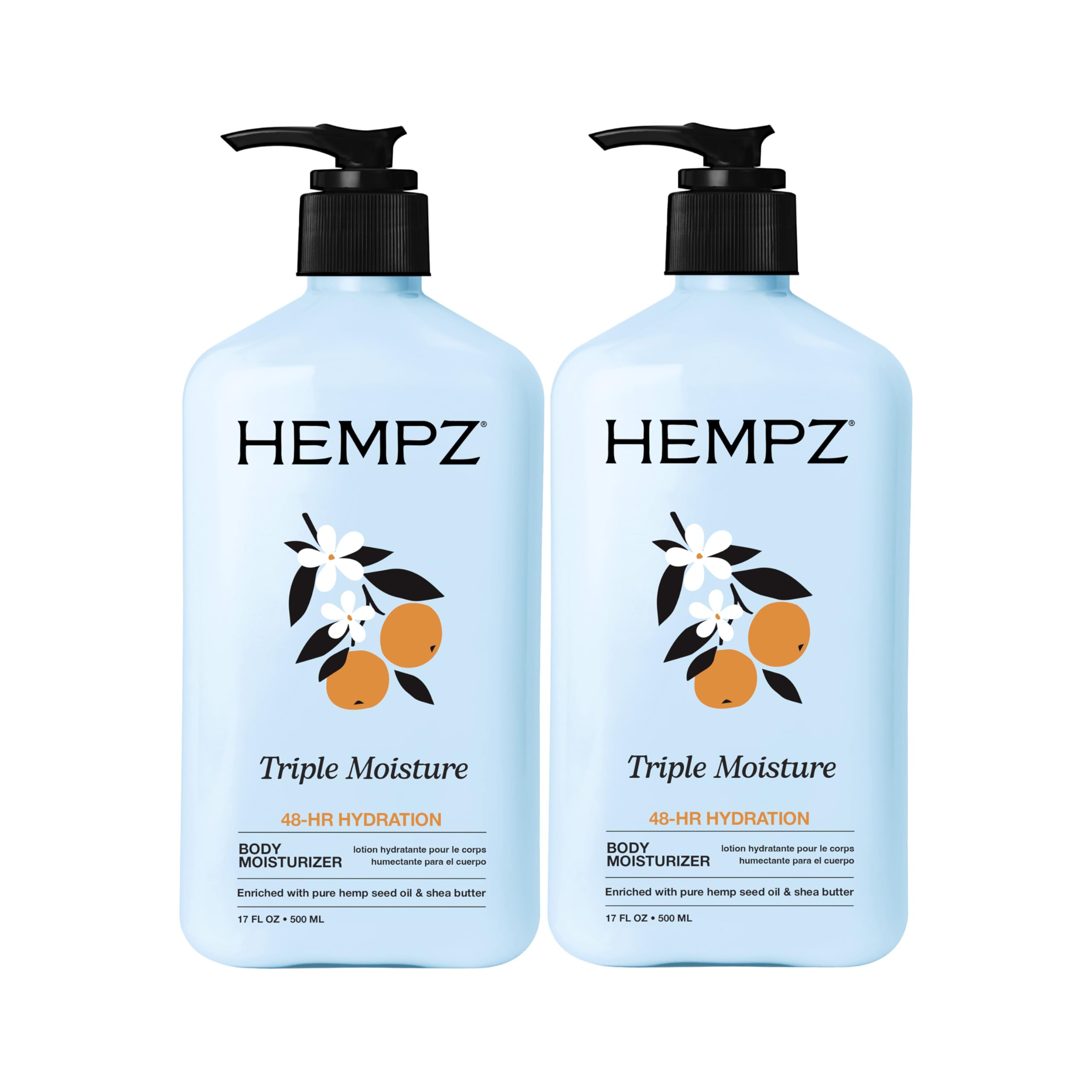 Hempz Triple Moisture Whipped Body Crème bottle-front showing hydration for daily moisture