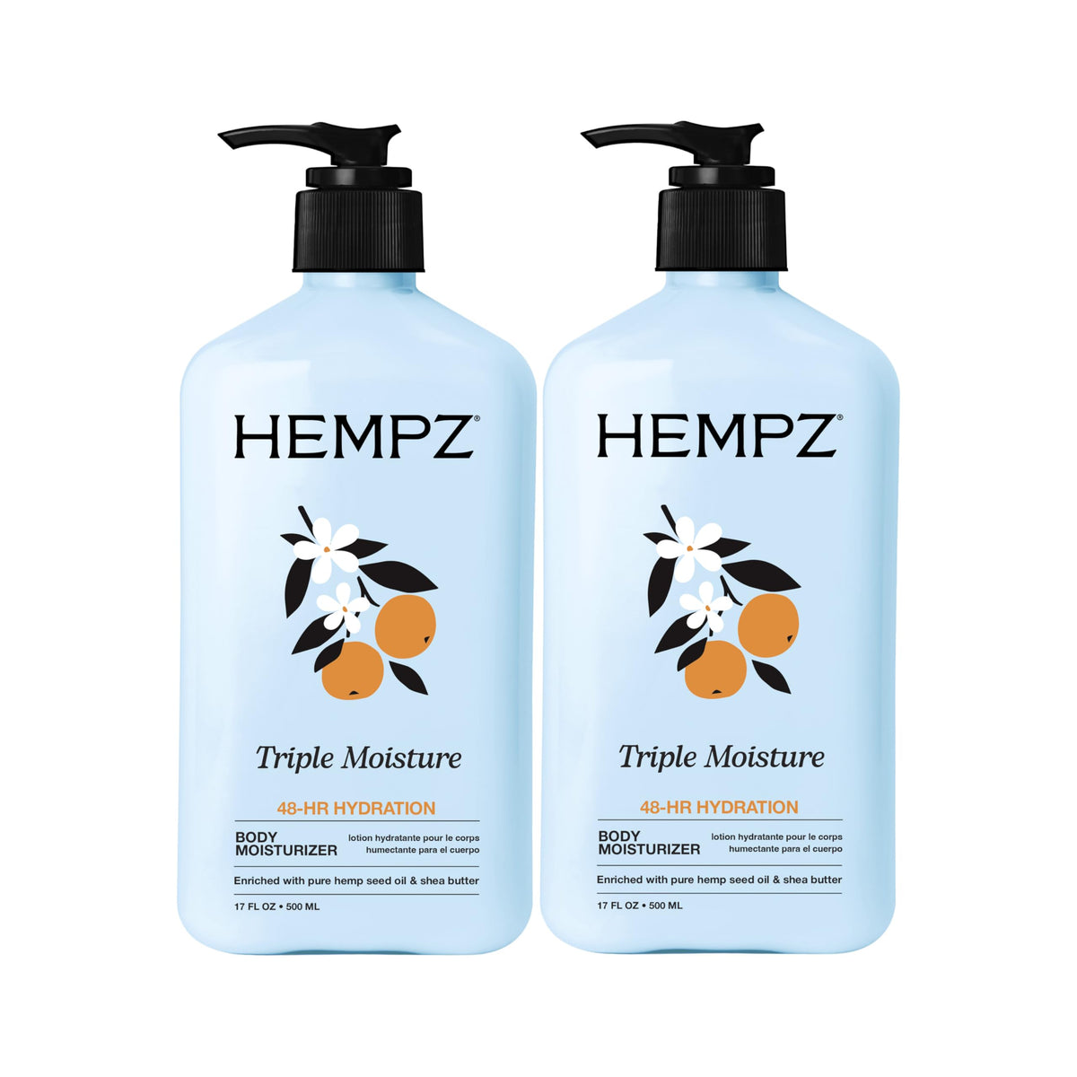 Hempz Triple Moisture Whipped Body Crème bottle-front showing hydration for daily moisture