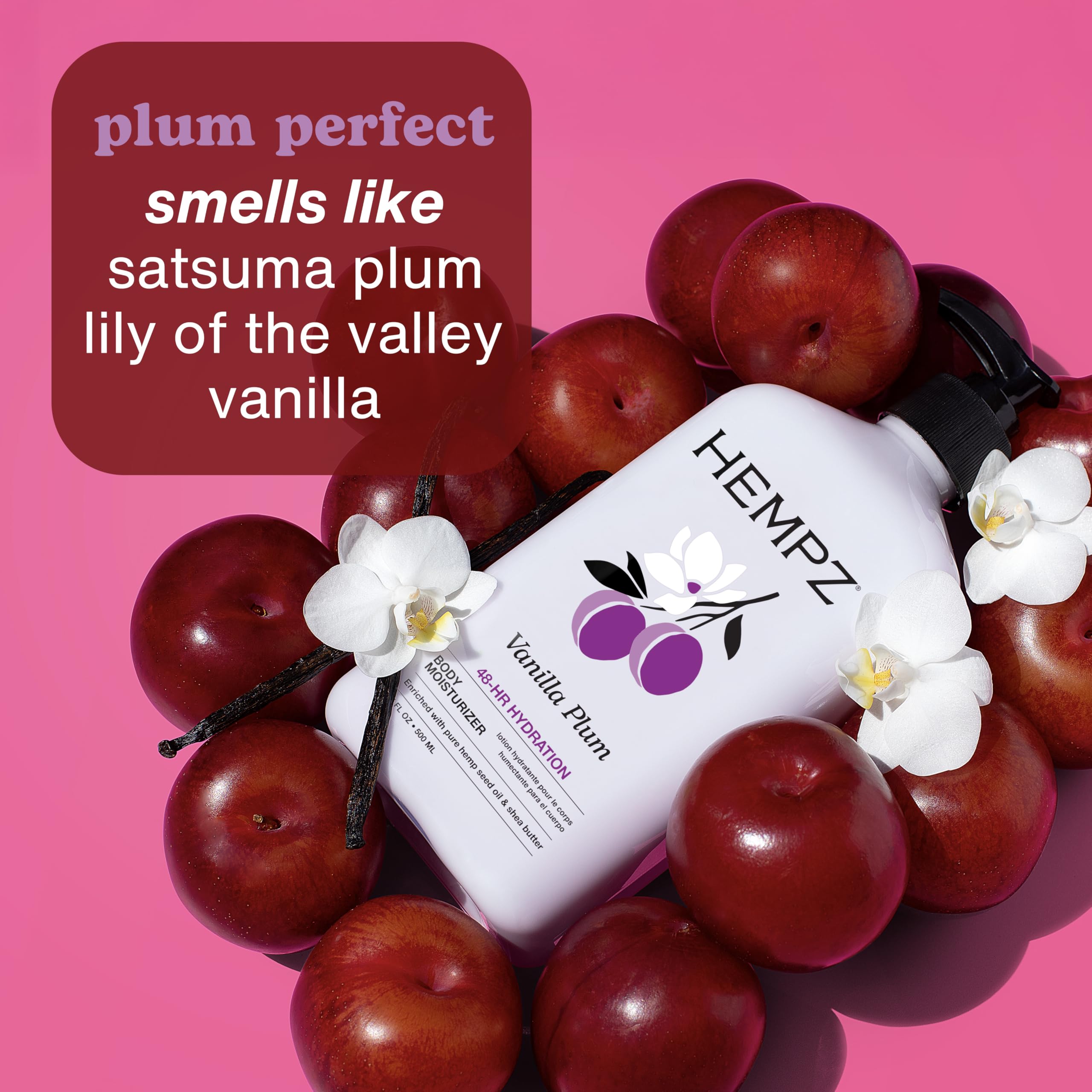 Hempz Vanilla Plum lotion applied on skin for smooth feel
