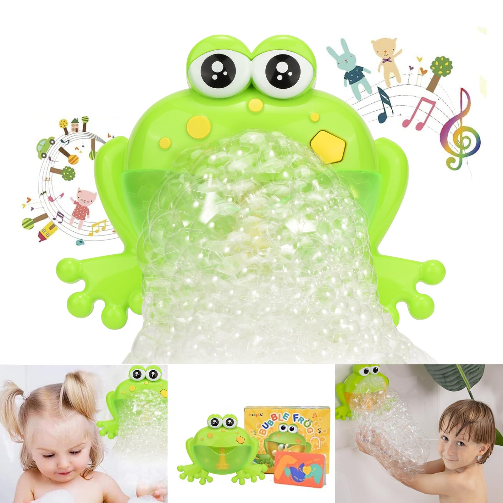 HengGL frog bath bubble toy with LED light for captivating bath time