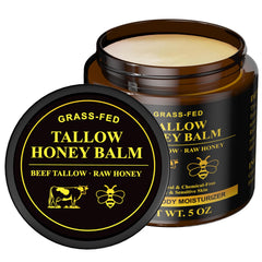 Henjaca Beef Tallow Balm jar replenishes moisture for soft, nourished skin.