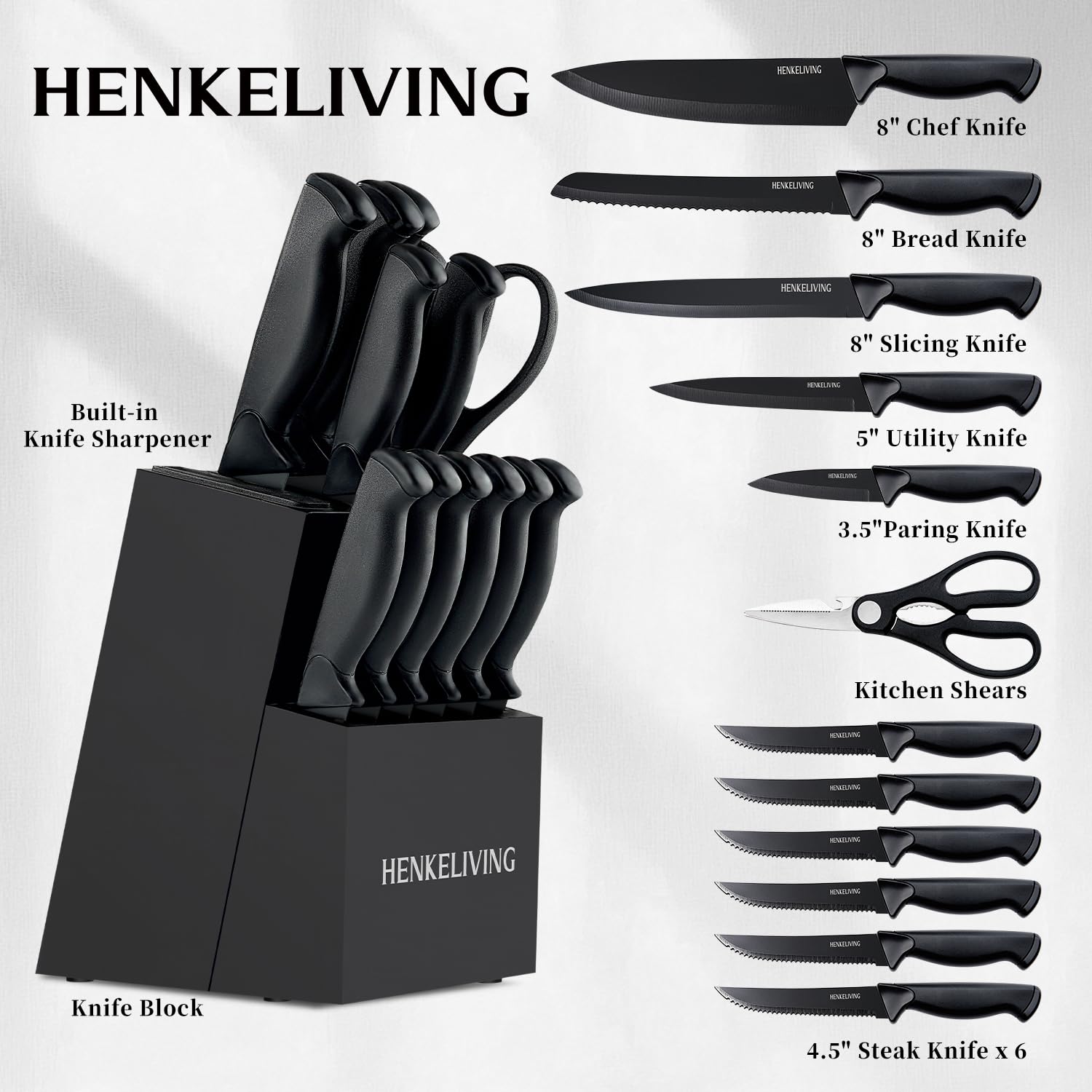 HENKELIVING built-in-sharpener demonstrates quick edge maintenance for precise slicing.